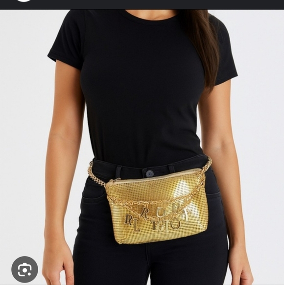 True Religion Gold Mesh Convertible Belt/Crossbody Bag NWOT - Picture 2 of 9
